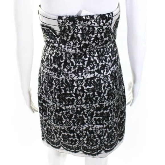 Tibi Strapless Silk & Wool Black Lace Print Mini Dress EUC - Picture 4 of 11